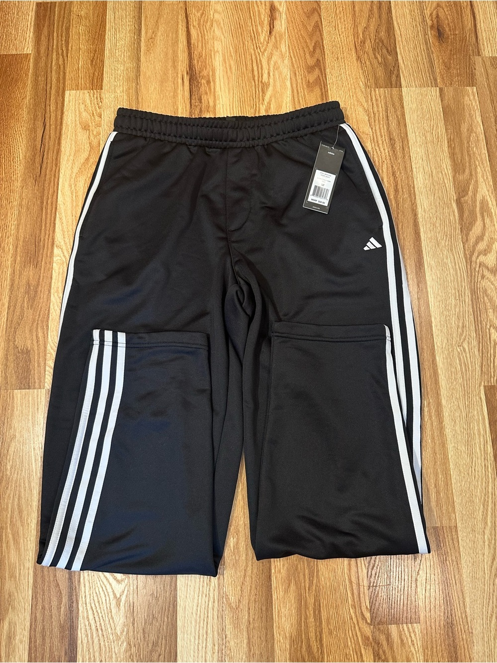 NEW Adidas Track Pants Mens Medium Black 3 Stripe French Terry Athletic ADVR1028